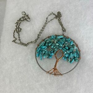 Turquoise Howlite tree of life pendant and chain.